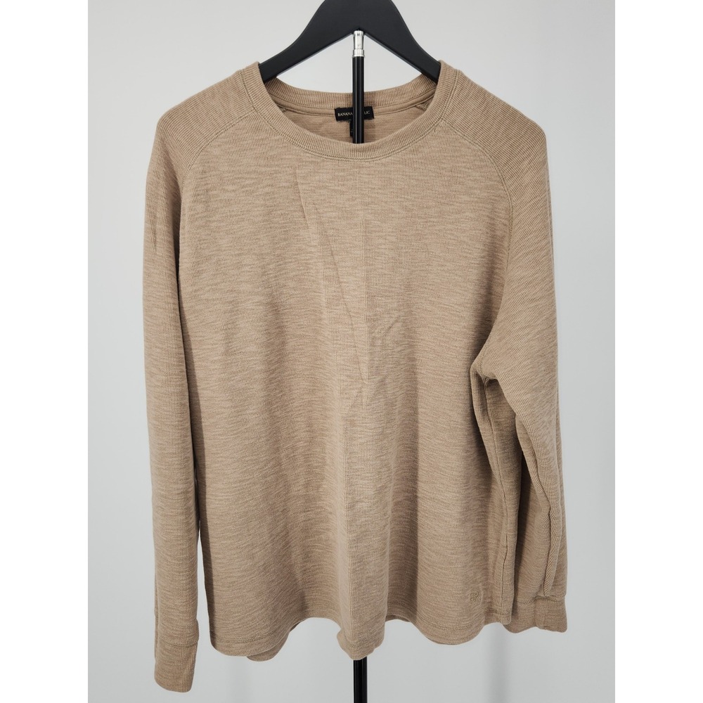 Banana Republic Mens XXL Tan Heathered Raglan Long Sleeve Sweater NMT0188S